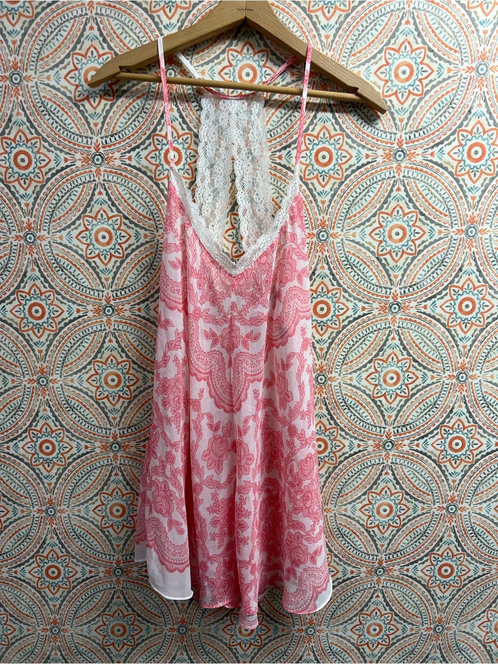 Pink and white flowy lingerie nightie